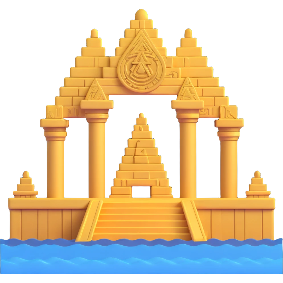 Ancient Anunnaki golden underwater temple with mysterious symbols emoji