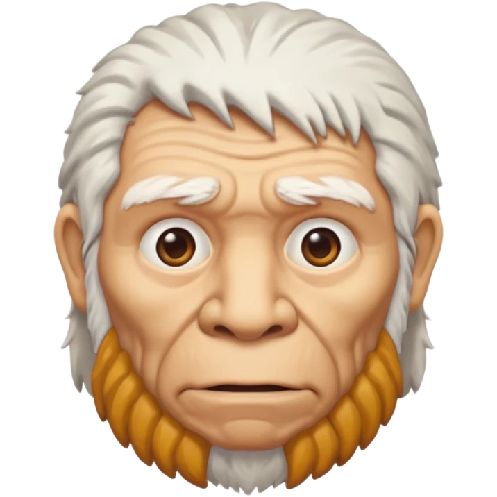 old Neanderthal with white hair emoji style emoji