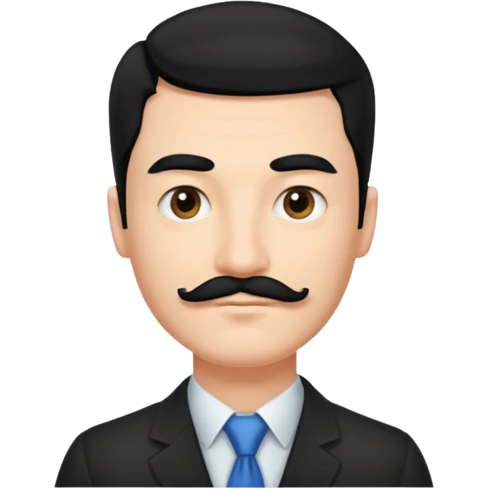 side part to the right, a square mustache and black hair emoji