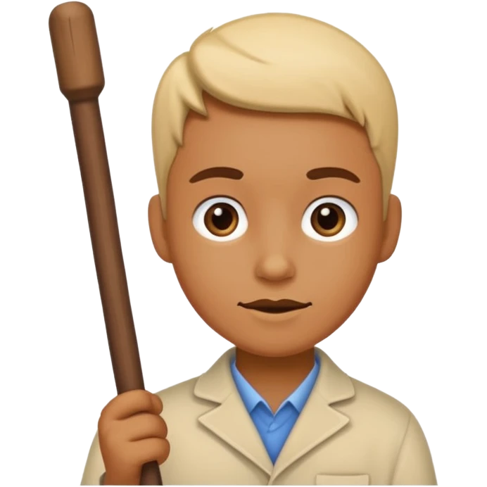 A cartoon character teaching with stick emoji