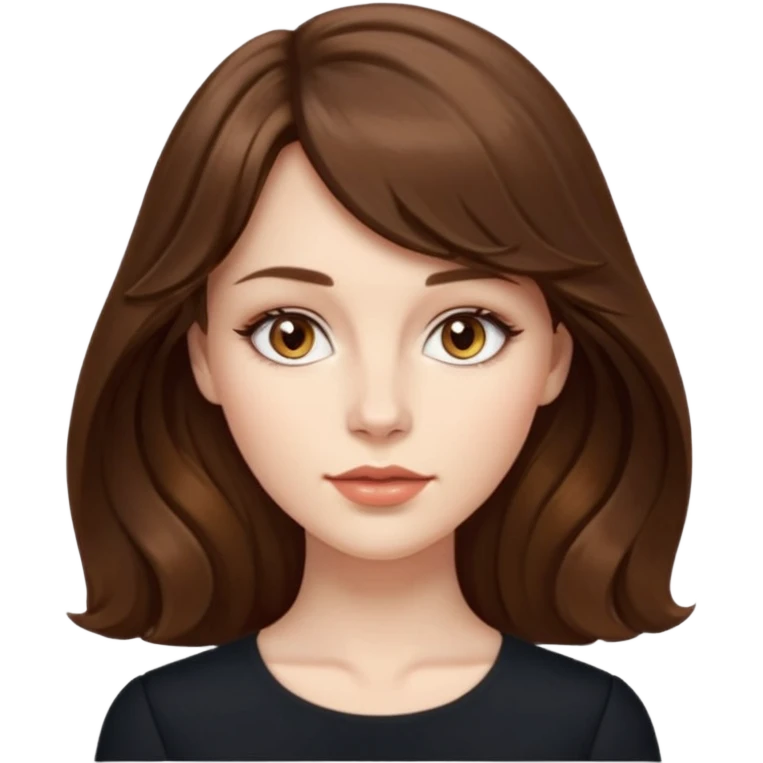 kahverengi uzun Dalgalı saçlı, hafif perçemli; kehribar gözlü, küçük kalkık burunlu ve dolgun dudaklı. Oval yüzlü, çıkık elmacık kemikli. Omuzları geniş, beli ince, kalçası dolgun.şık bir tarzda, dikkat çekici bir kadın. siyah üstü olucak. emoji