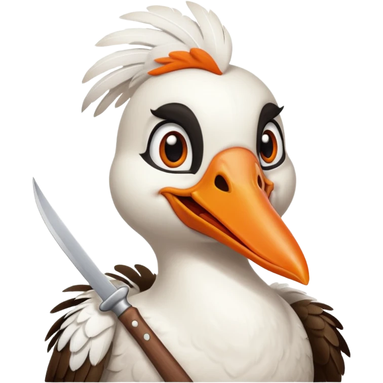Silly Goose, holding knife in mouth emoji