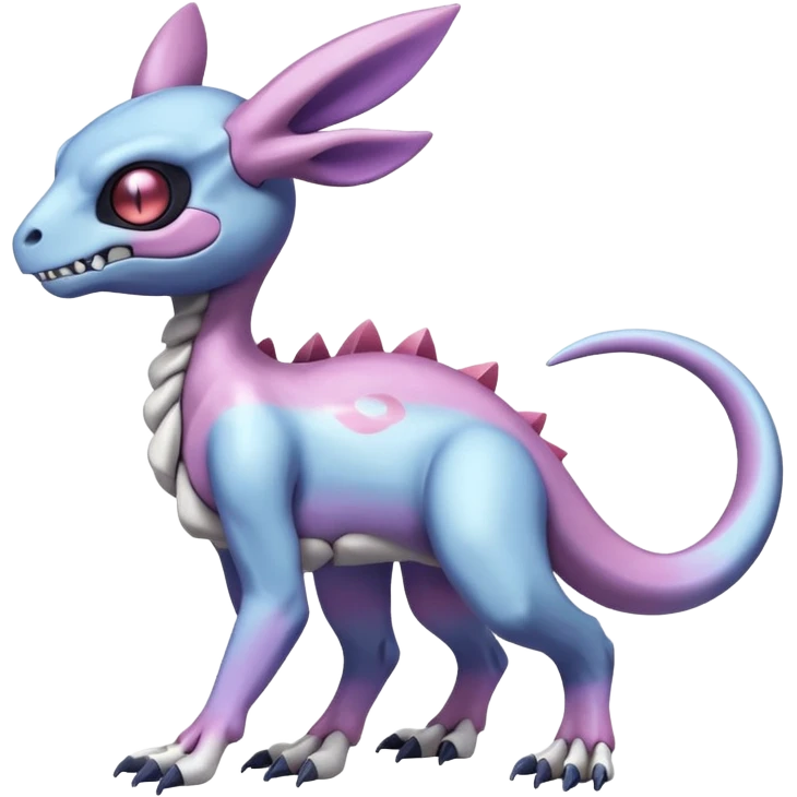 Shiny Duskull-Cubone-Salandit-Sylveon-Fakémon-hybrid-creature (full body)  emoji