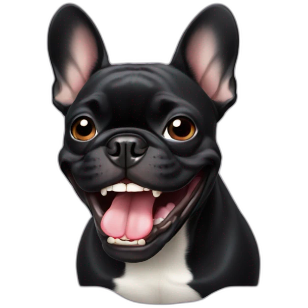  black french bulldog showing teeth emoji