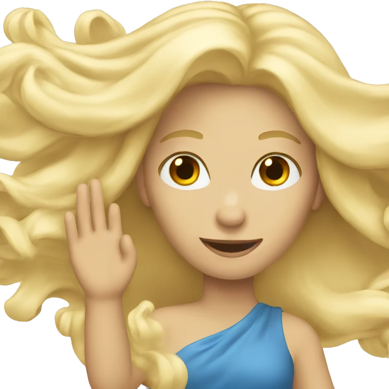 long haired blonde waving emoji