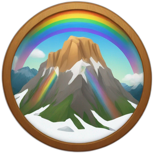 a mountain with a rainbow ring around it emoji