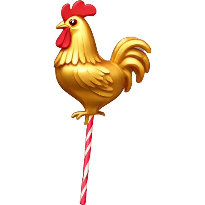 lollipop in the shape of a candy gold rooster emoji