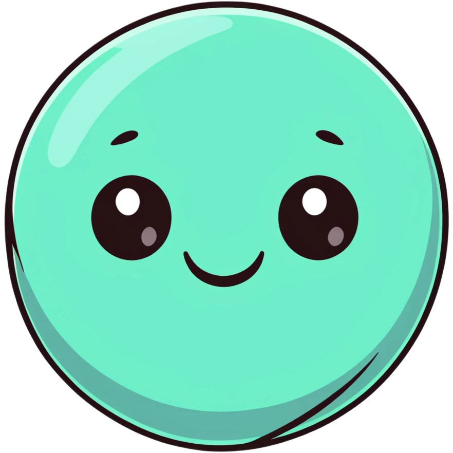 planet with misty smoky atmosphere and a cute happy face with big eyes emoji