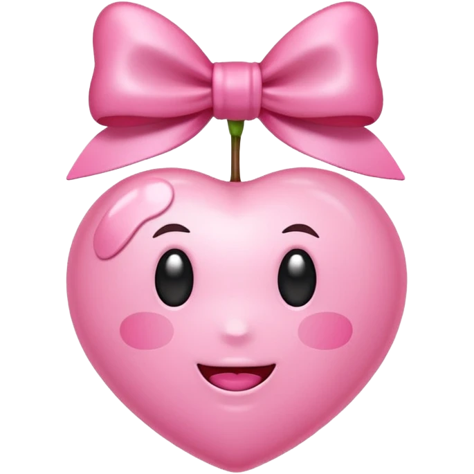 Light Pink cherry emoji with pink bow emoji