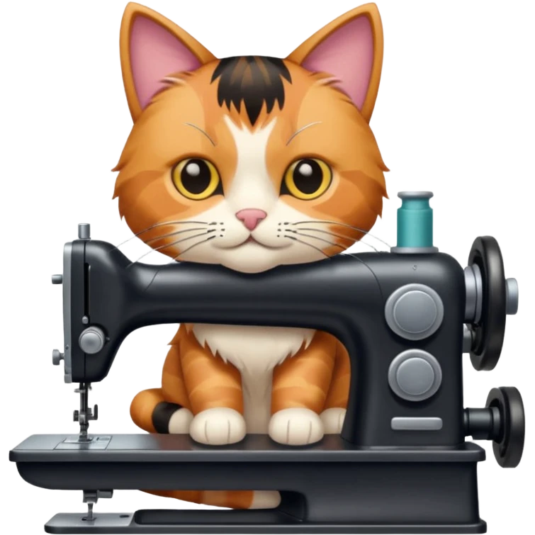 Cat Quilting at sewing machine emoji