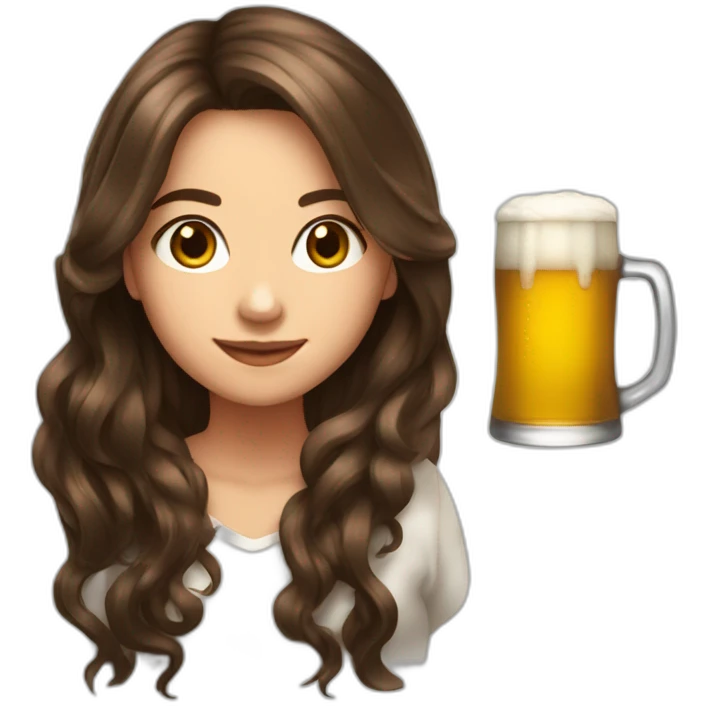 Brown mid-long hair 2023 Laura and her beer emoji