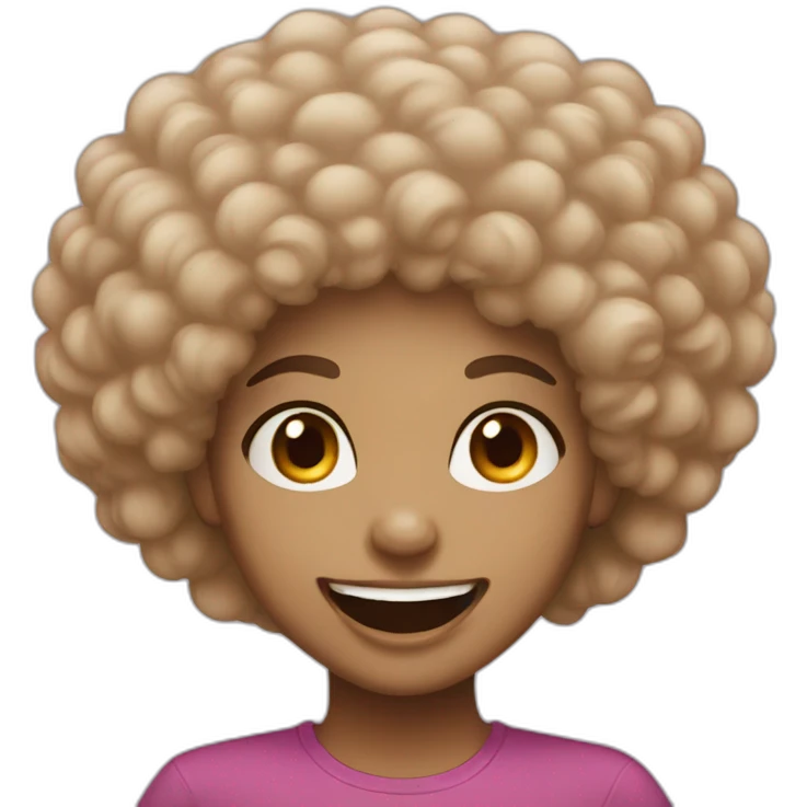 Light skin girl afro orange laugh emoji