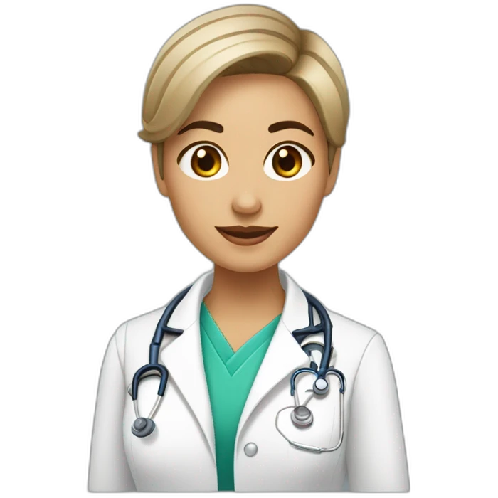 doctora pelo corto castaño claro con lupa dermatologia emoji