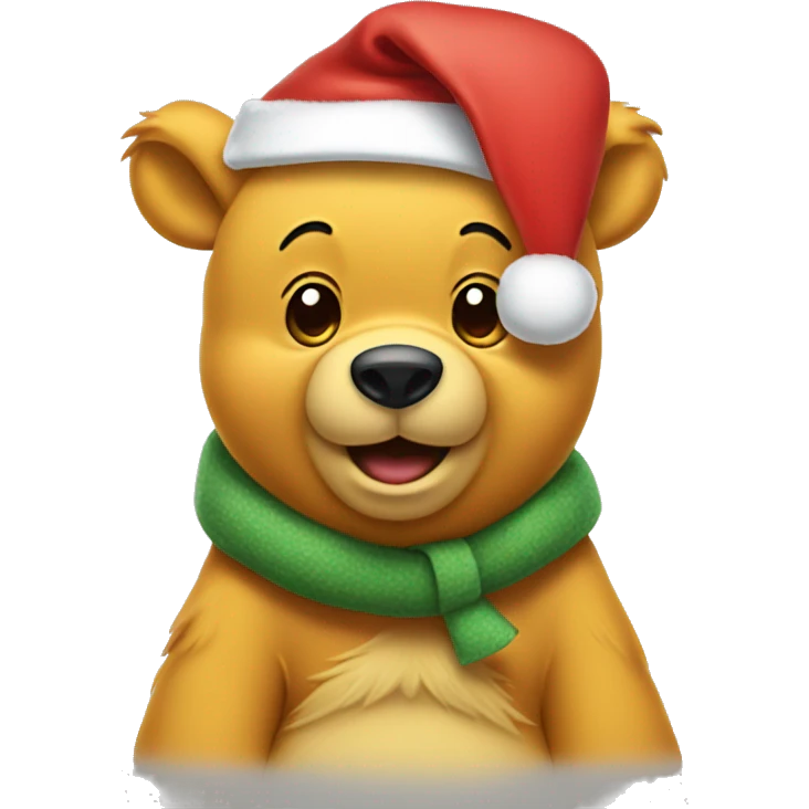 pooh bear in a santa hat emoji