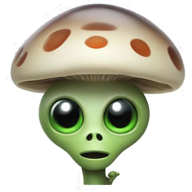 An alien with I large mushroom as a hat emoji