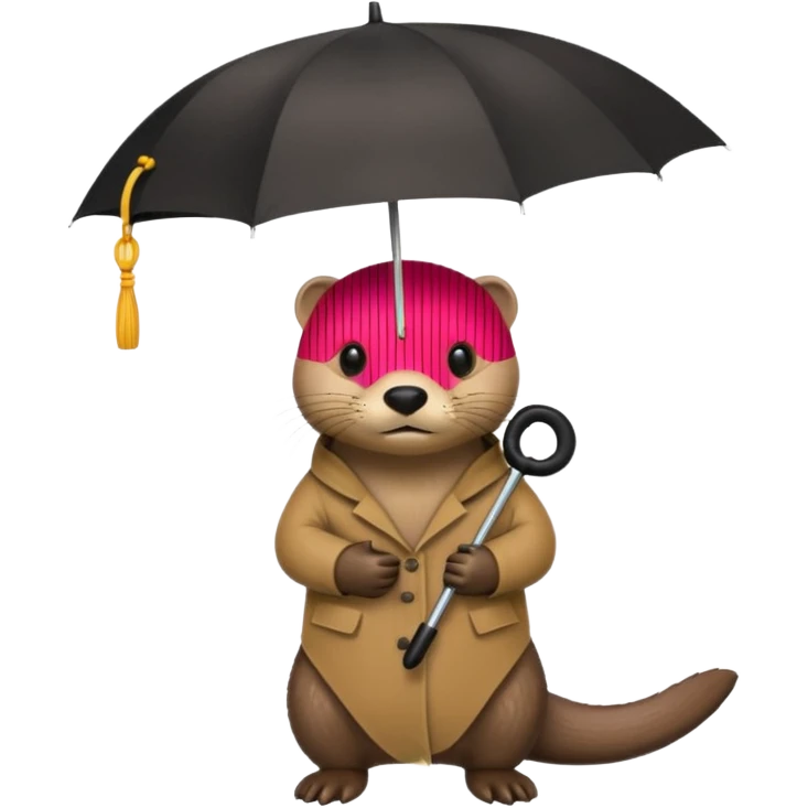 Loutre qui porte un parapluie dans sa main gauche  emoji