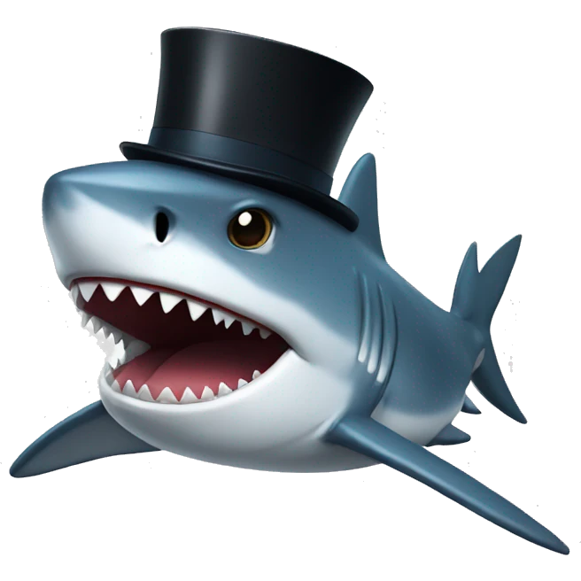 Shark with a top hat emoji