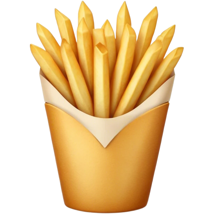 Cinematic Realistic Belgian Fries Dish Emoji, showcasing thick, crispy fries served in a paper cone rendered with detailed textures and golden, appetizing lighting. emoji