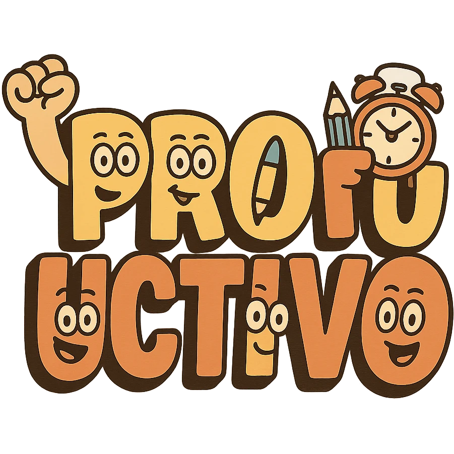 the word 'productivo' in flat toon style, energetic and motivational, suitable for a digital badge, clean and modern design emoji