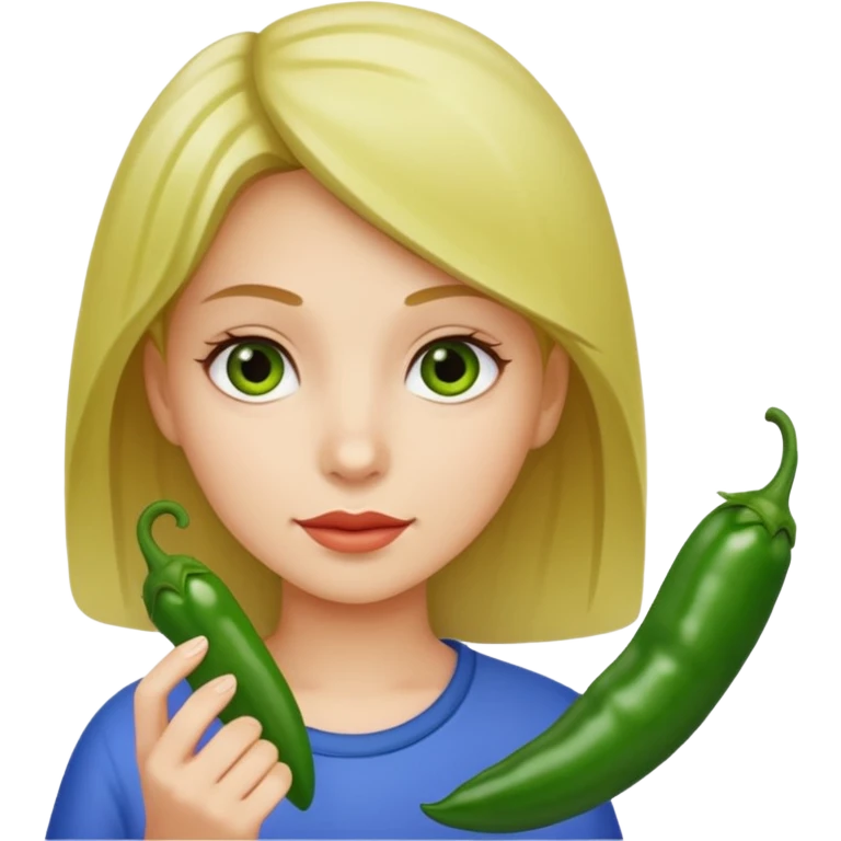 Girl with green chili emoji