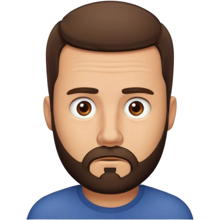 man, short hair, brown eyes, full beard, confused emoji