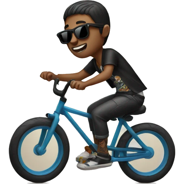 boy with tattoos and sunglasses riding a bike emoji