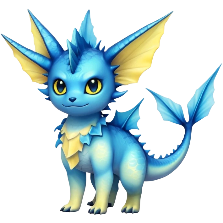  Cool Edgy blue-yellow-black-gradient ethereal badass Vaporeon-Vernid-Trico-animal-creature full body  emoji