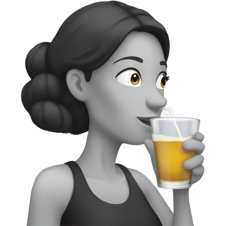 Woman sipping on alcoholic drink  emoji
