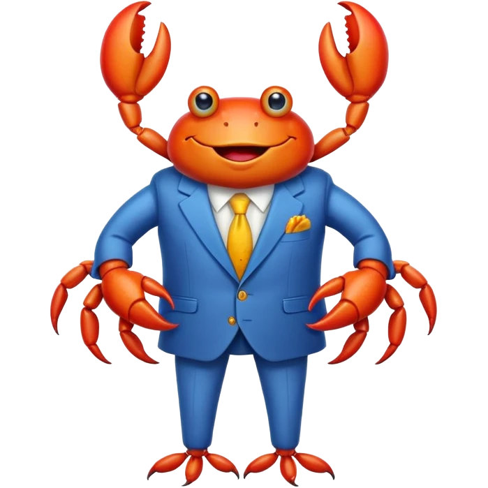 Funny crab wearing suit emoji