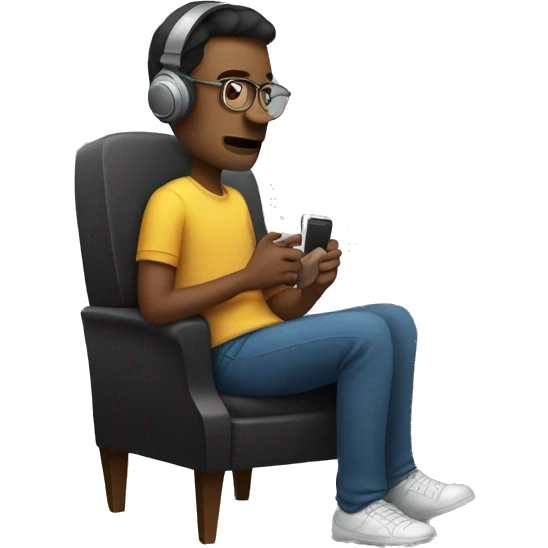 Man sitting in chair and listening music emoji