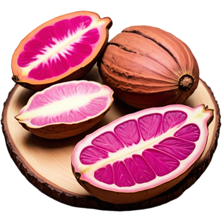 Una miniatura fotorrealista de un trozo de manteca de cacao pura y una pequeña rosa seca sobre una superficie de madera rústica y cálida. La luz debe resaltar la textura de la manteca. Colores: tonos tierra, marrón, terracota y rosa suave. Estilo: plano y orgánico emoji