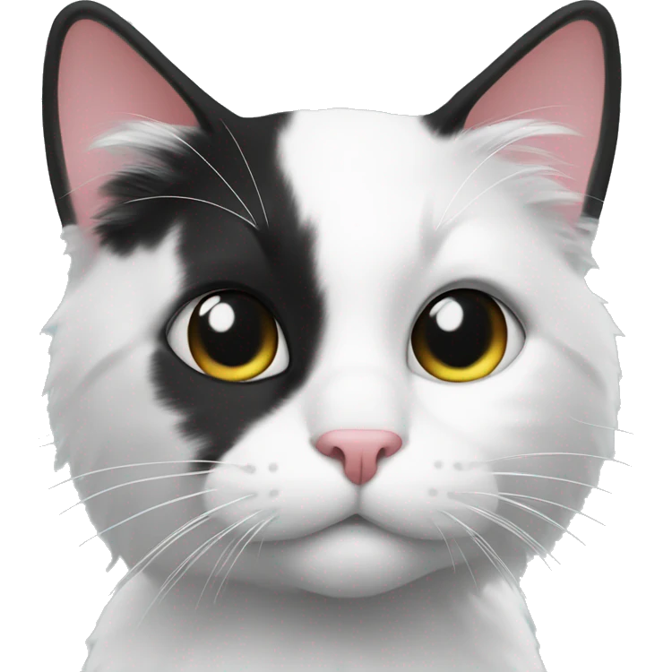 Create a black and white cat emoji