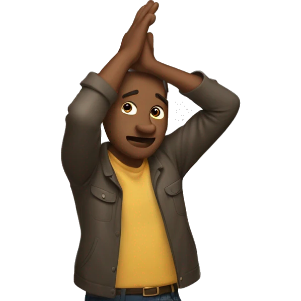 the man throws his hands over his head emoji
