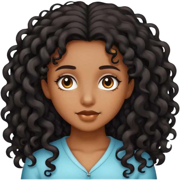 girl with brown skin and long black curly hair  emoji