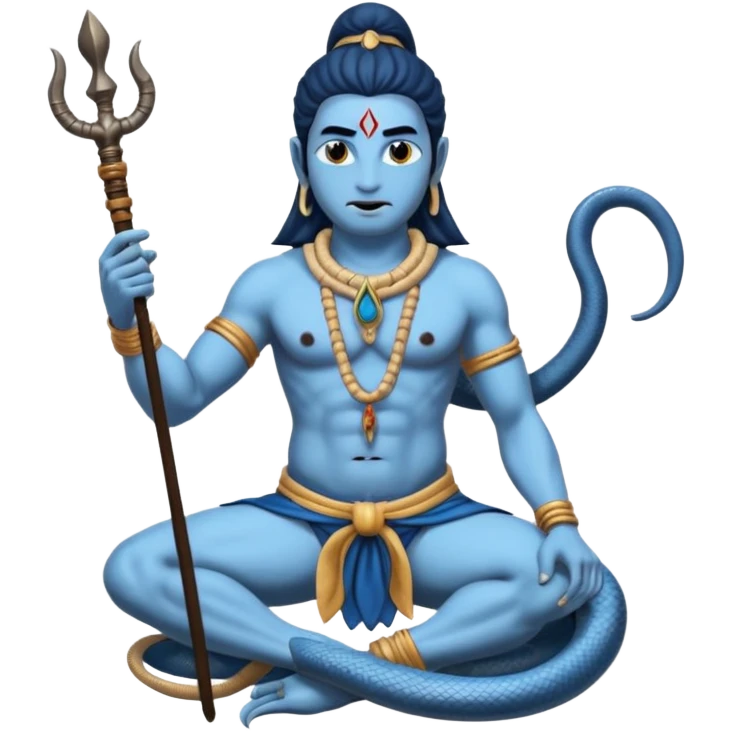 Mahadev real god  shiv not like cartoon  blue body and trishul and and had damru and nack around sanke  emoji