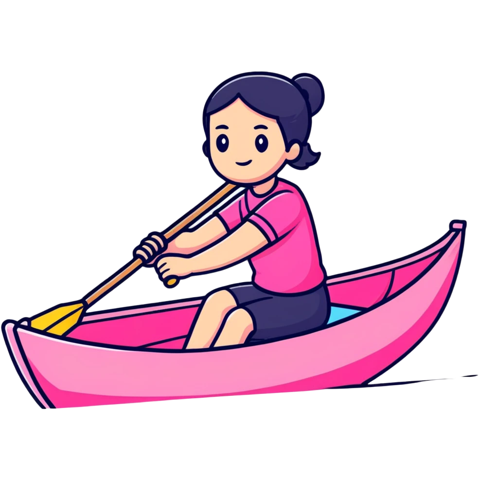 woman rowing a pink boat emoji