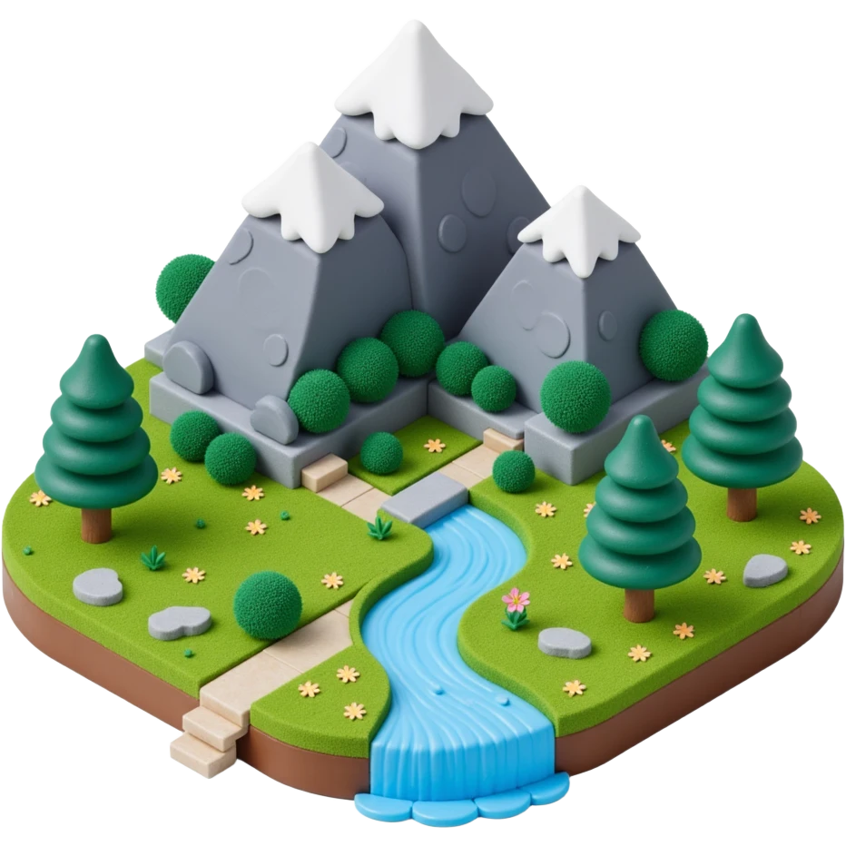 mountains with river flowing and sub emoji