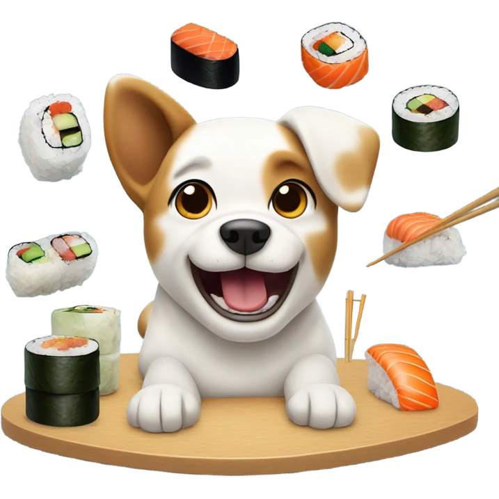 Dog eating sushi  emoji