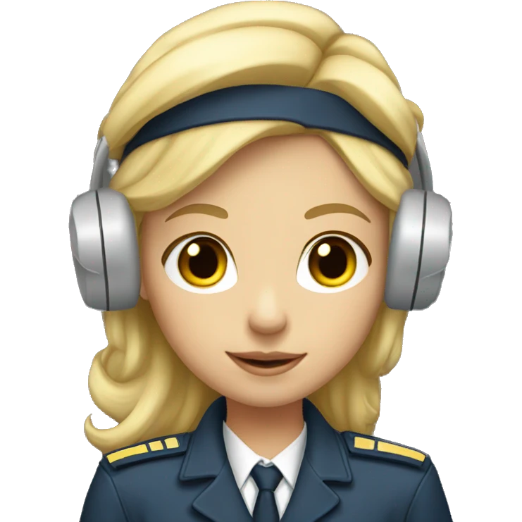 Blonde girl with pilot uniform and headset with microphone emoji