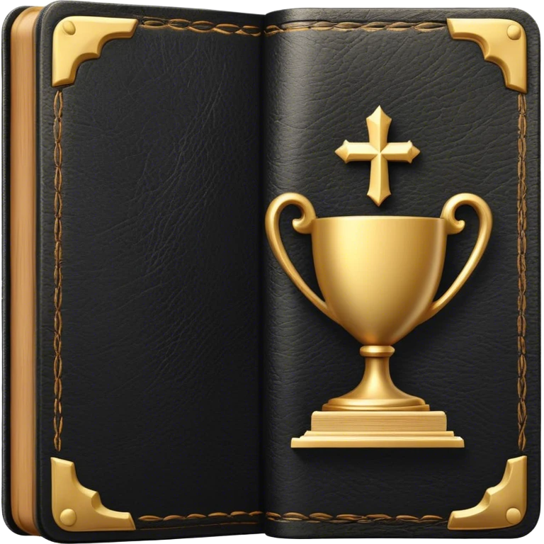 A black and gold book with an aged leather texture, embossed a, silhouette, exuding wisdom, mastery, and the relentless pursuit of greatness. - book on mastery  emoji