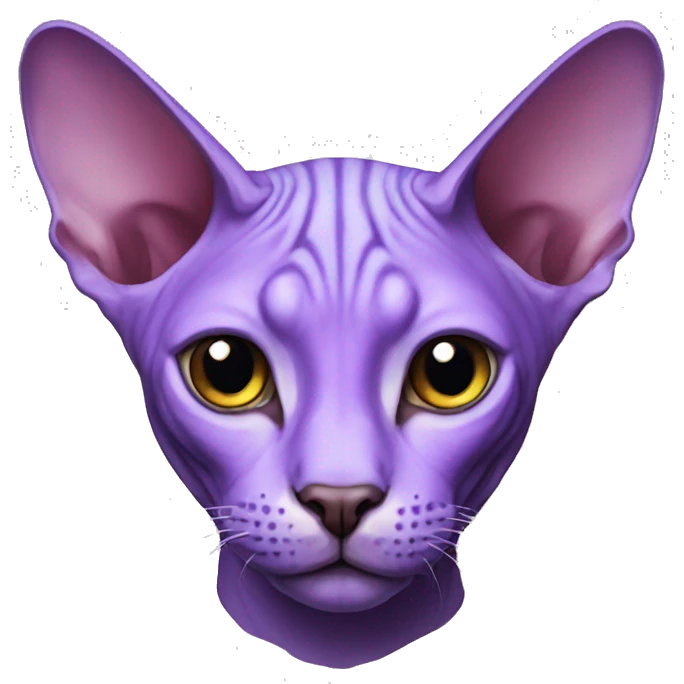 Purple sphynx cat head emoji