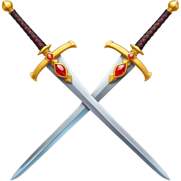 Fully yellow royal two swords crossed fiery with red gems emoji