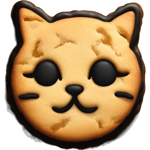 cookie shaped like a cat silhouette with black icing emoji