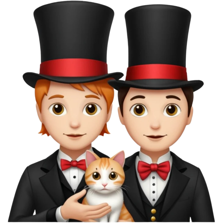 magician couple and their pet cat emoji