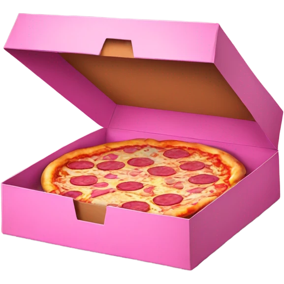 Realistic Pink empty open pizza box isolated.  emoji