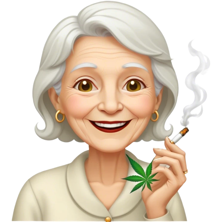 old white lady smoking weed emoji