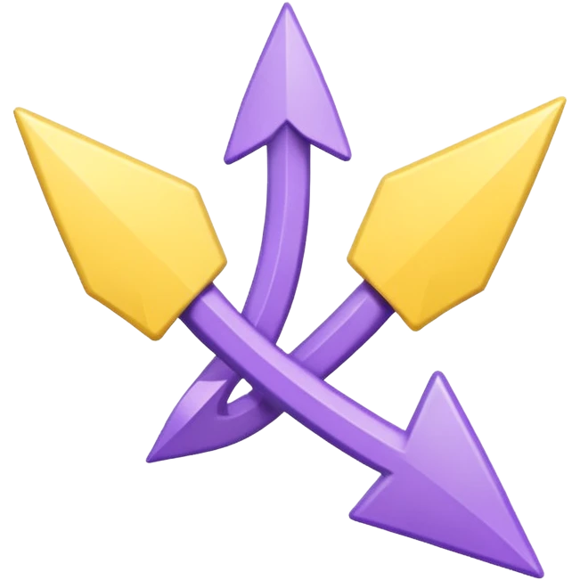 Two rounded arrows, one pointing up (yellow), one down (purple), soft 3D effect, pastel colors, Pixar style, hand-drawn texture, transparent background emoji