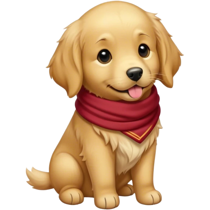 Dame un perro golden retriever cachorro con bufanda morada emoji