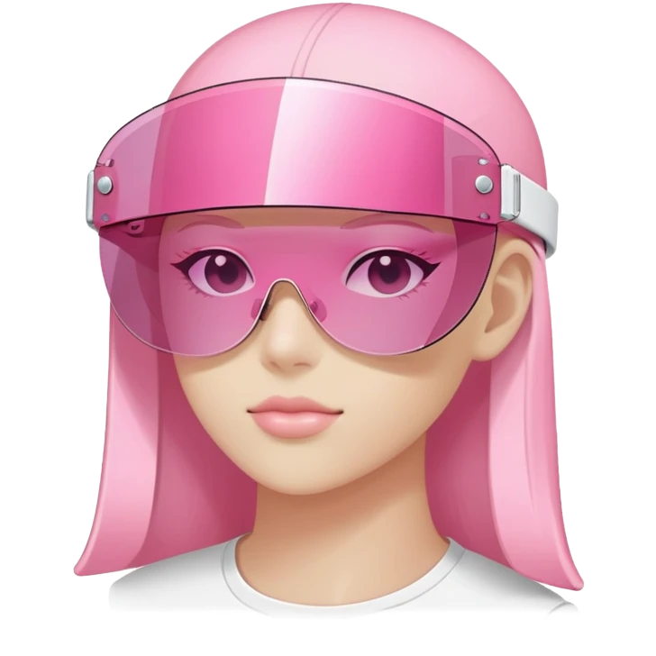 frameless pink tinted shield visor sunglasses, Y2K aesthetic, one-piece lens emoji