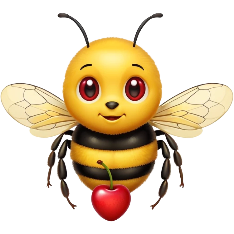 cute bee with cherry emoji